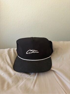 Iron Horse Golf Club Black Rope-Trim Five-Panel Cap with White Embroidered Logo